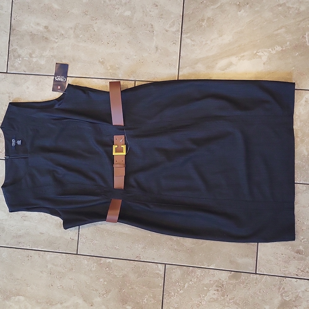 3/$15 Chaps mid length sleeveless dress with belt